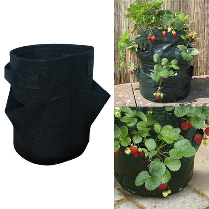 Black non-woven felt strawberry planting bag with 6 front pocket openings