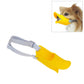 Yellow silicone duck-mouth dog muzzle with adjustable fabric strap