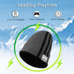 Black and gray striped knit beanie hat with fold-over cuff and side control patch