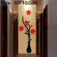 Black vase wall sticker with red blossoms, acrylic 3D floral decal