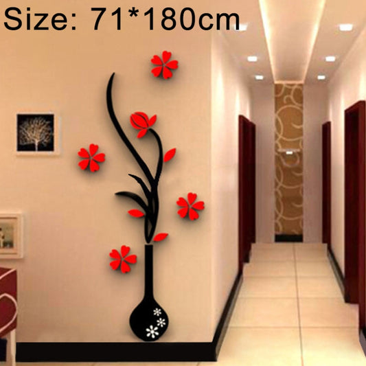 Creative Vase 3D Acrylic Stereo Wall Stickers TV Background Wall Corridor Home Decoration, Size: 71x180x5cm, Size: 71*180cm