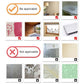 Wall sticker applicability guide with check and cross examples for surfaces