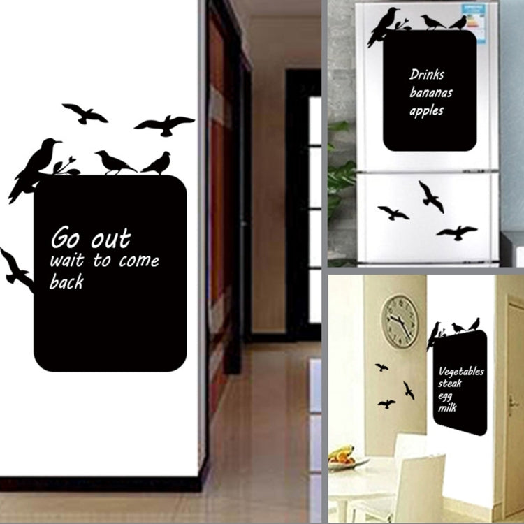 Black chalkboard wall stickers with bird silhouettes and multiple note messages