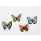 Set of six colorful butterfly decals for electric cat toy, attached by string loops