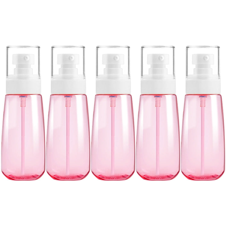 Pink translucent travel plastic bottles with white pump caps, leak-proof 100ml (5-pack)