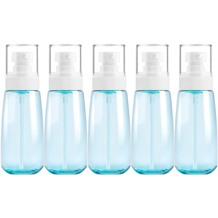 Light blue translucent travel plastic bottles set with white pump caps, leak-proof 100ml (5-pack)