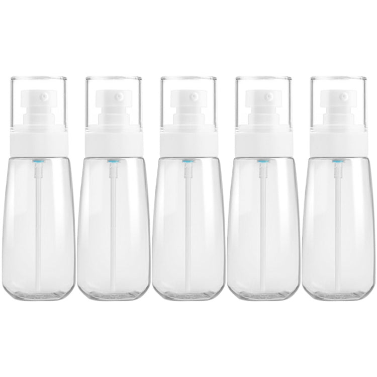 Clear translucent travel plastic bottles set with white pump caps, leak-proof 100ml (5-pack)
