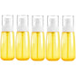 5-pack travel plastic bottles with leak-proof caps, 100ml each, yellow translucent