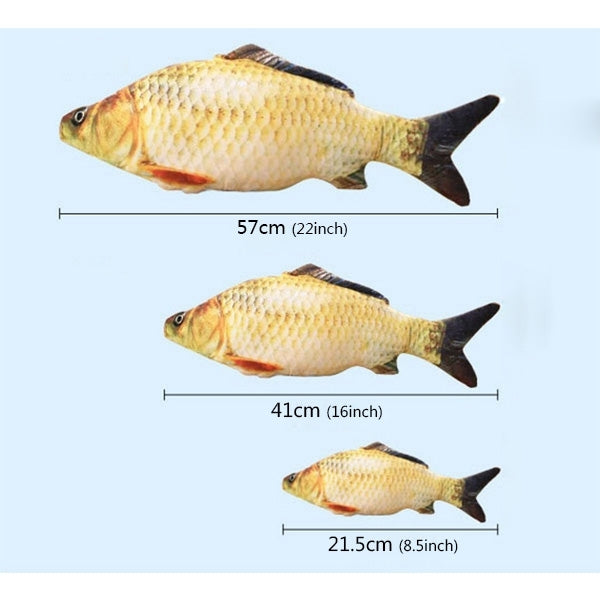 Fish-shaped cat scratching toy size chart: 57cm, 41cm, 21.5cm