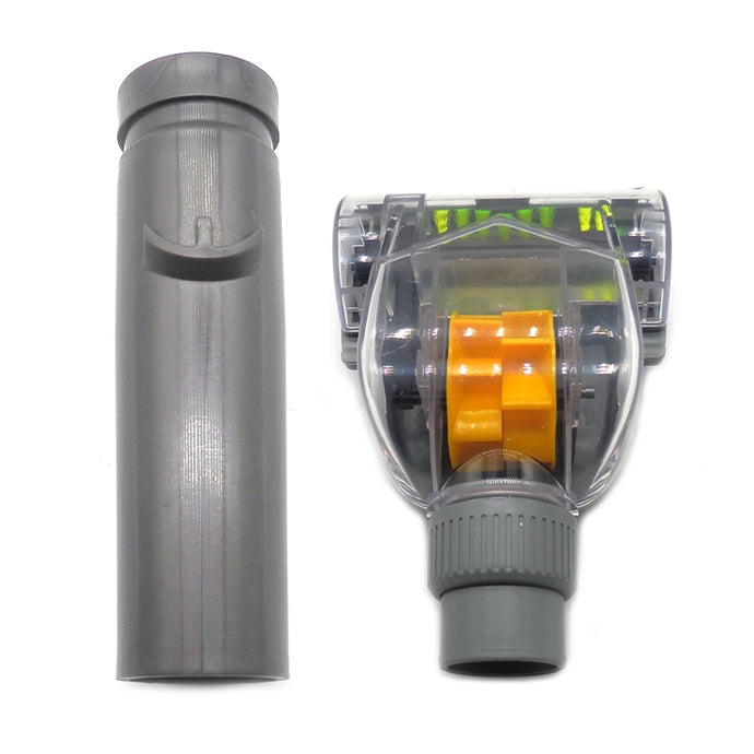 Vacuum anti-mite suction head kit with gray adapter tube and clear orange nozzle