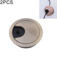Round zinc alloy desk hole cover with black cable port insert, bright gold finish