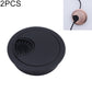 Round desk cable hole cover set, matte black zinc alloy with black vent insert