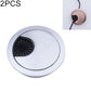 Round 60mm zinc alloy desk grommet cover in silver with black vented cable opening insert