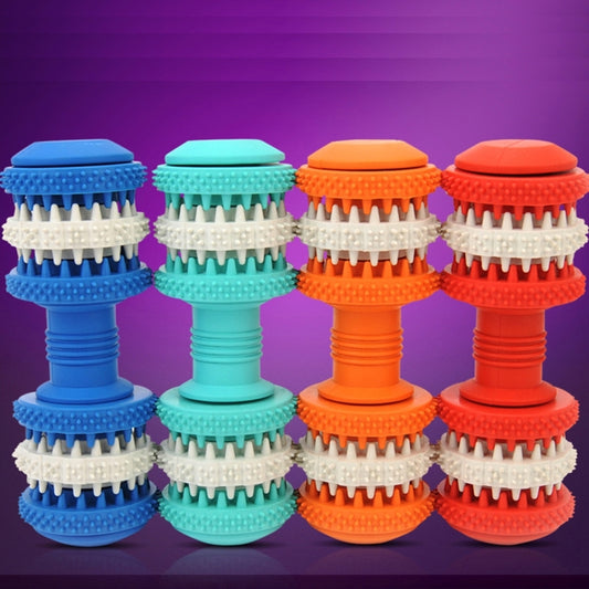 Dog Toy  for Pets Tooth Cleaning Chewing Dumbbells Shape Toys of Non-Toxic Soft Rubber , Large Size,Length:15cm, 15cm (Orange), 15cm(Blue), 15cm (Red), 15cm (Baby Blue)
