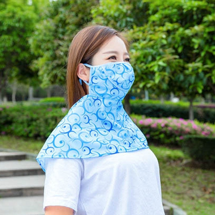 Anti-UV riding neck protector mask, sky-blue swirling pattern with face mask and neck cover