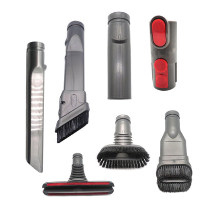 Vacuum replacement brush kit with multiple handheld tools, gray bodies and black bristles