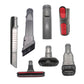 Vacuum brush tool set with crevice, combination and roller heads, red accents