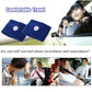 Two blue anti-nausea wristbands with round white buttons displayed for travel use.