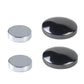 Assorted round magnetic earrings: black and silver domes with silver-toned bases