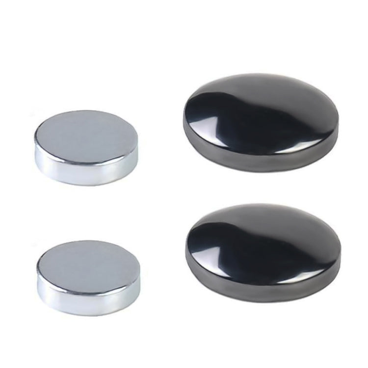 Assorted round magnetic earrings: black and silver domes with silver-toned bases