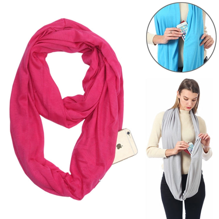 Pink solid winter infinity scarf with pocket loop, oversized infinity cowl