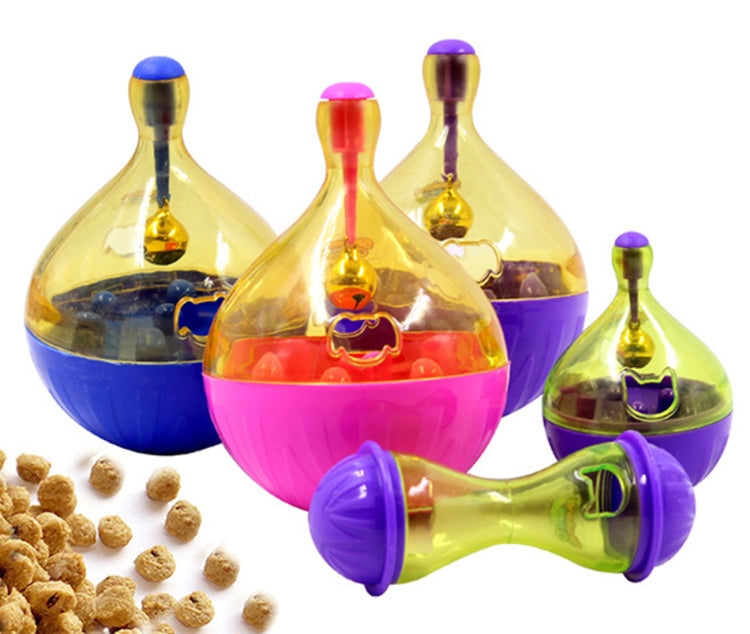 Set of dog food leakage tumbler toys in pink and purple with bell feeders