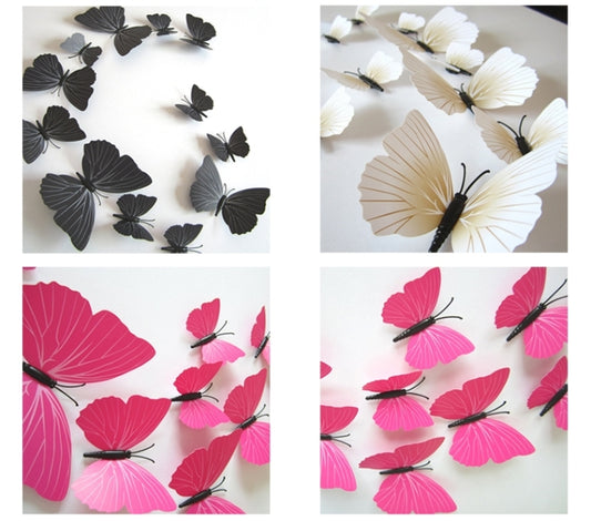 2 Sets Creative 3D Color Butterfly Wall Stickers Living Room Bedroom Decoration Supplies, Magnet Style, Random Color Delivery, Magnet Style