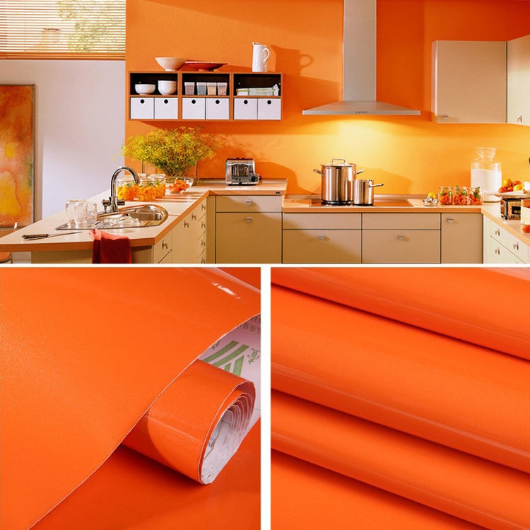 Orange PVC brick-style wallpaper roll, glossy finish for waterproof wall decor
