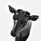 Glossy dark deer head wall hook, four antler points and detailed face
