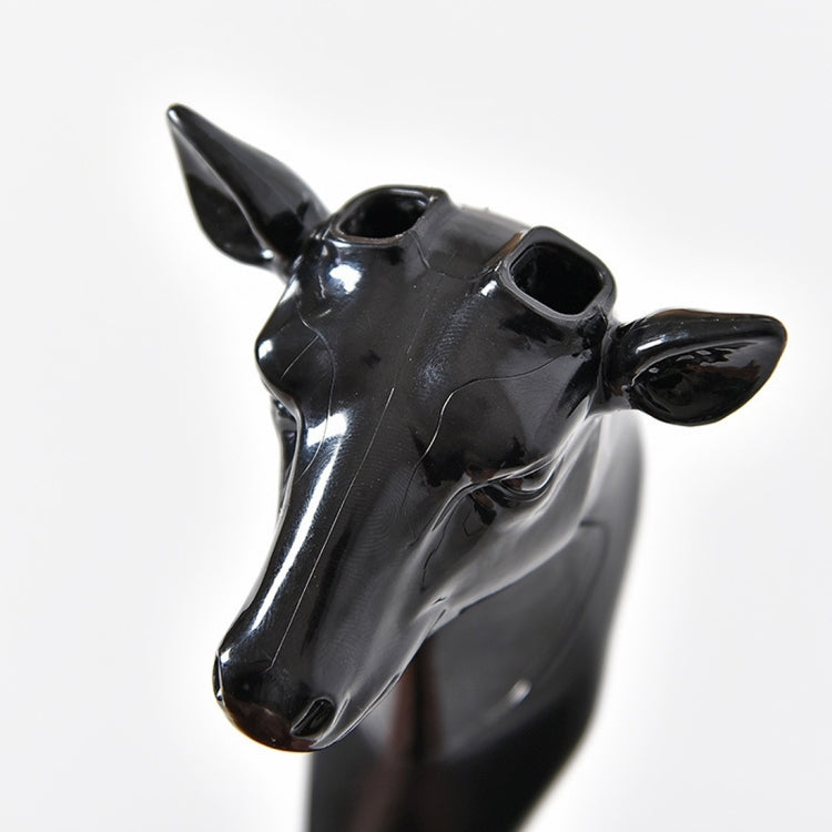 Glossy dark deer head wall hook, four antler points and detailed face