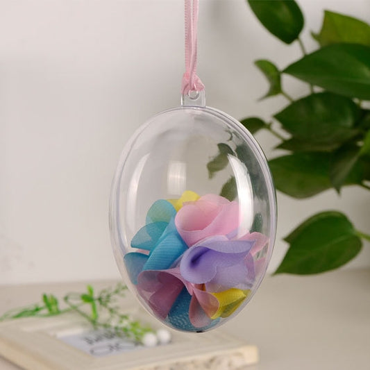 6 PCS Transparent Plastic Hollow Ellipsoid Easter Christmas Wedding Decorations, 6 PCS