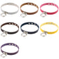 Assorted leather choker collars with silver dual rings in multiple colors