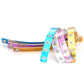Heart-shaped collar choker necklaces with pink, blue, and orange iridescent straps