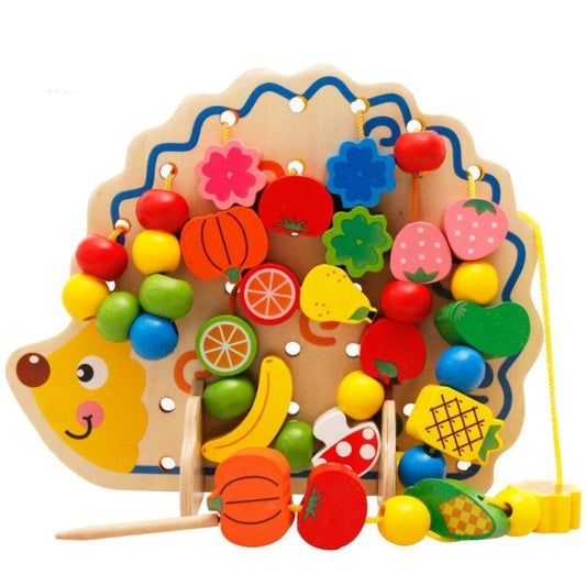 Early Learning Education  Wooden Toys Hedgehog Fruit Beads Child Hand Eye Coordination Skills Development Educational Toys For Kids, Hedgehog