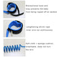 Blue anti-lost wrist leash with padded fabric cuffs and coiled spring rope.