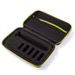 Black EVA shaver case with molded tray, mesh top compartment, and zipper