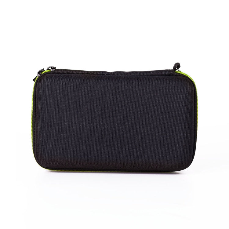 Black EVA shaver carrying case with neon-green piping and top zipper