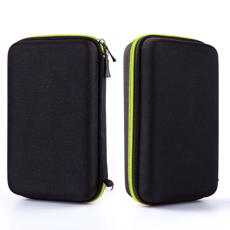 EVA shaver case front and back panels with green zipper trim