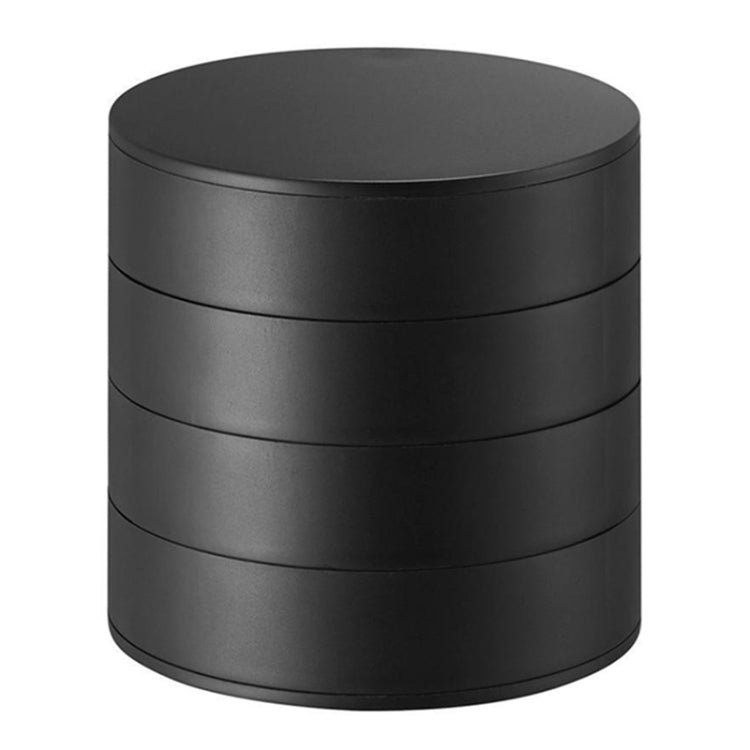 Black round multi-tier desktop jewelry storage case with closed lid