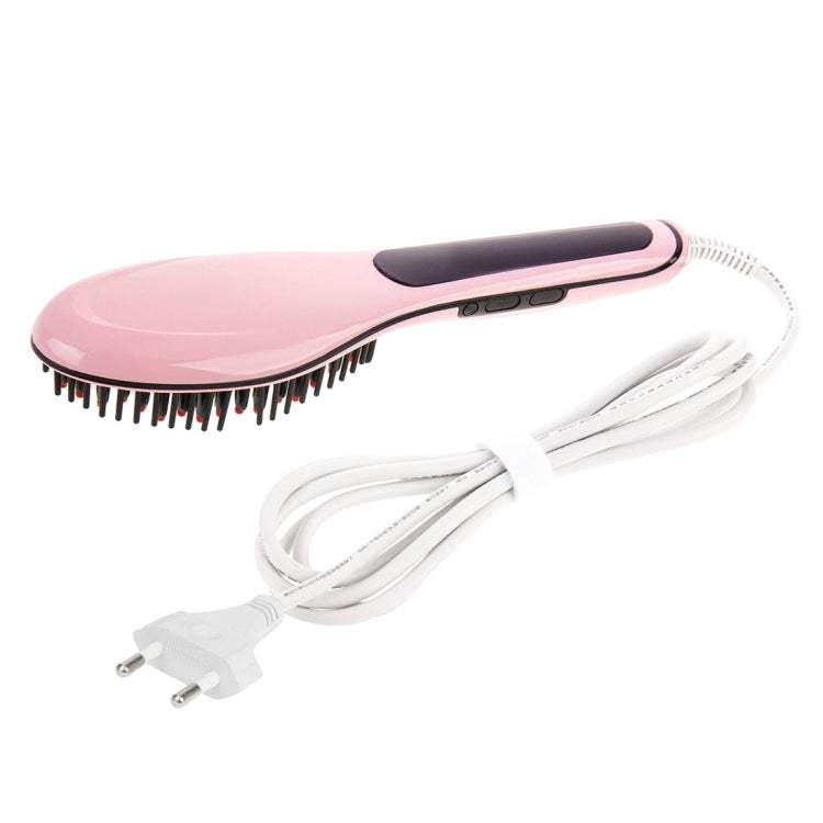 Pink hair straightener comb with comb teeth and power cord