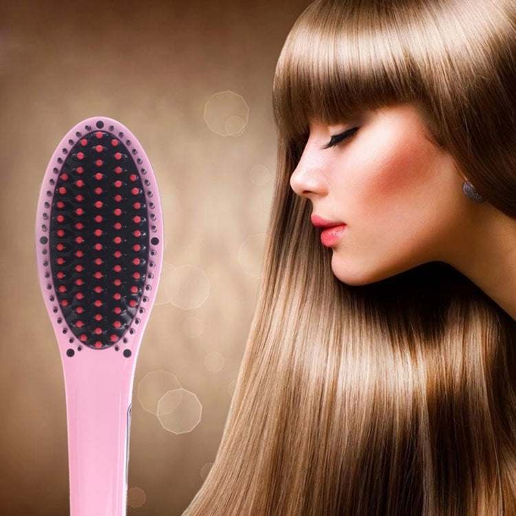 Pink hair straightener comb with red-tipped heating pins