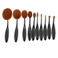 10 PCS Toothbrush Style Handle Makeup Brush Eyebrow Brush Set, Black