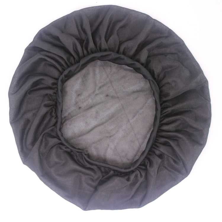 Dark gray satin long-hair bonnet with wide band and gathered ruffled crown