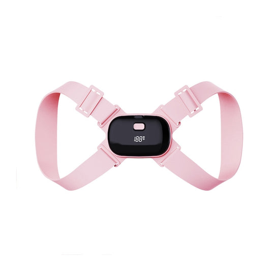 Pink smart posture corrector orthotic with display and adjustable chest straps