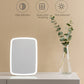 Square LED cosmetic desktop mirror, white, backlit glow, single-sided