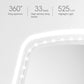 White square LED mirror with bright ring light and curved bezel