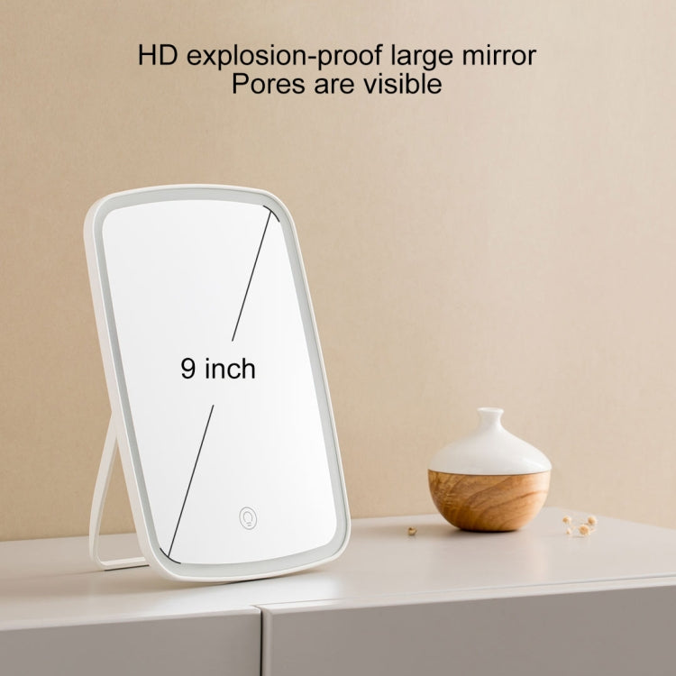 White 9-inch desktop cosmetic mirror with stand and detailed mirror surface