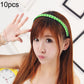 Braided hair headband with bright green twist braid around the hairline