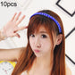 Twist braid hair headband with bright blue braided band, worn across the hairline
