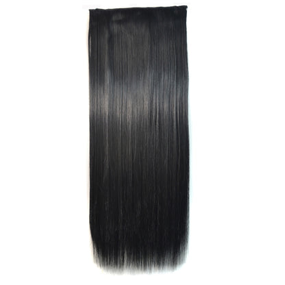 Long straight dark hair extension piece with smooth, even strands